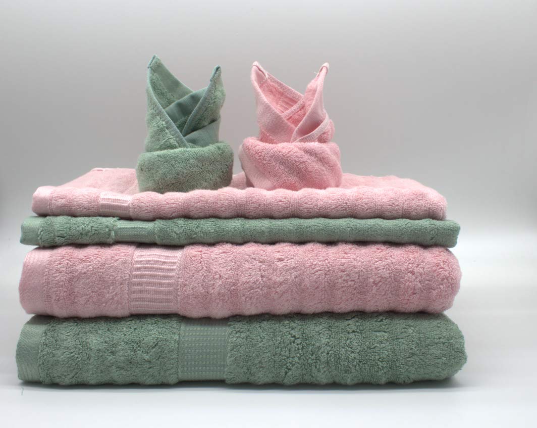 Green and pink towels hot sale