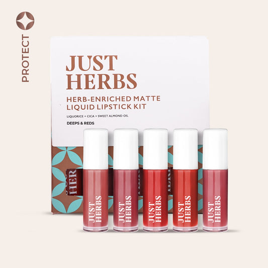 Herb Enriched Matte Liquid Lipstick Kit- Set of 5 - Just Herbs