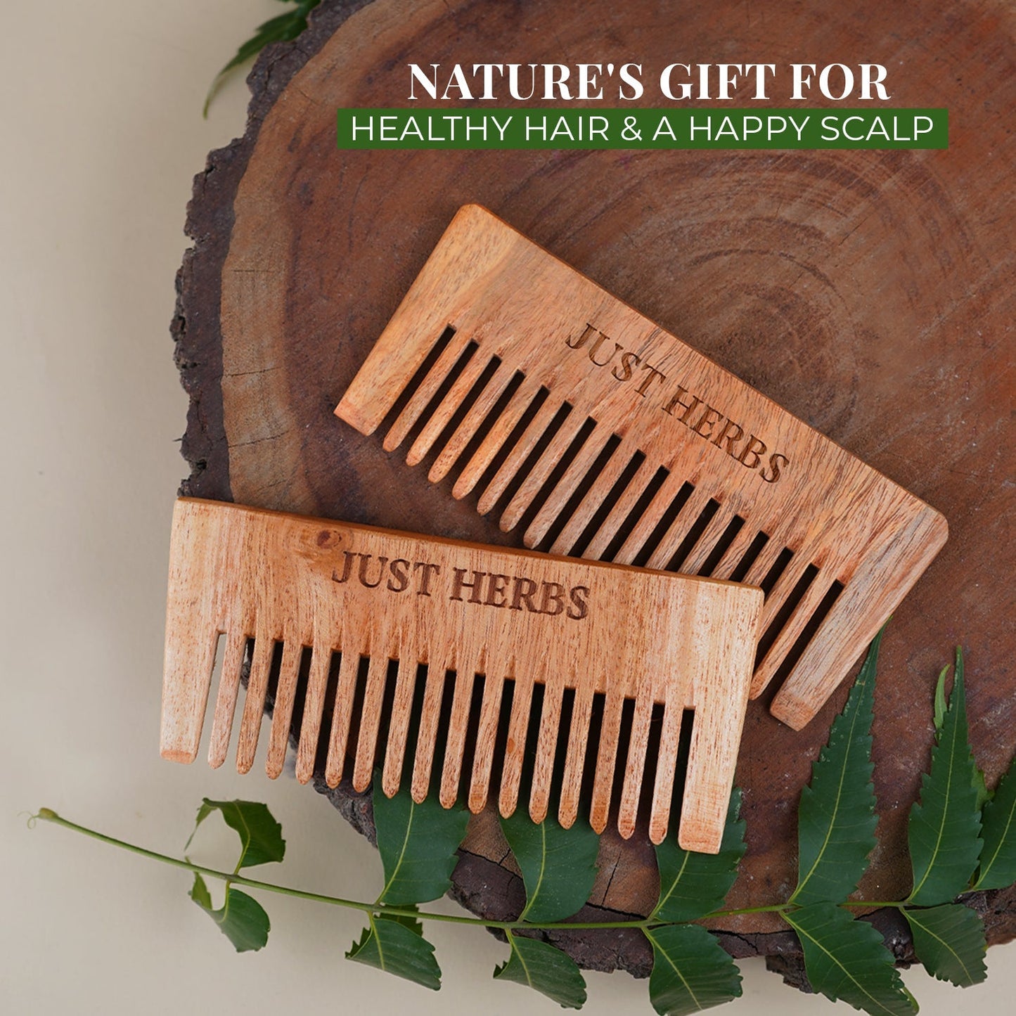 Just Herbs Handmade Wide-Tooth Neem Comb