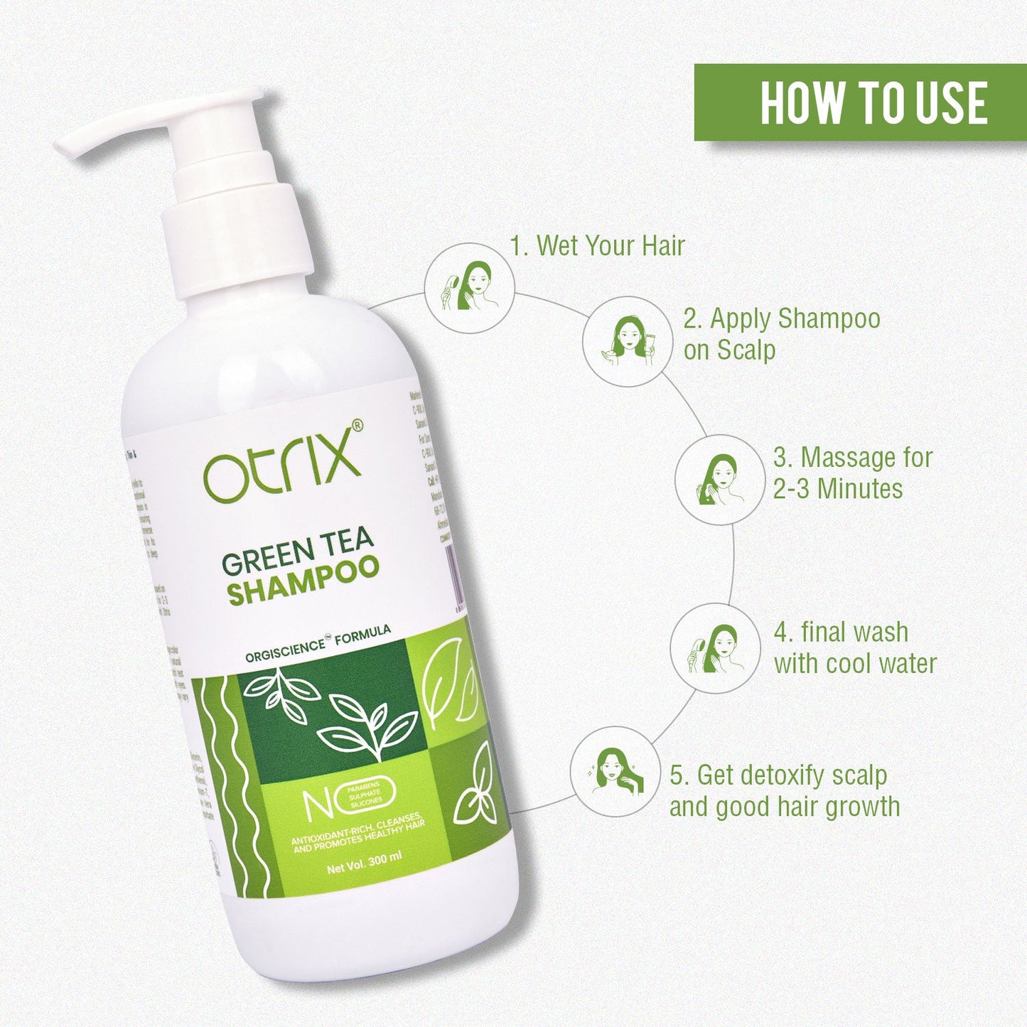 Green Tea Shampoo for Oily Scalp- 300ml