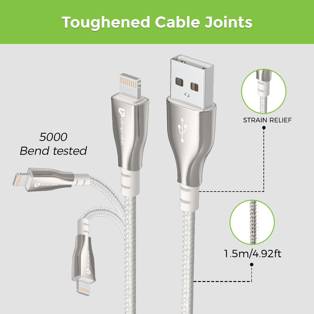 Zync Alloy Fast  Tough USB-A to Lightning Charging Cable UL1064