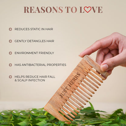 Just Herbs Handmade Wide-Tooth Neem Comb