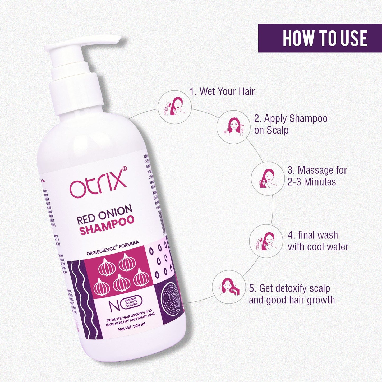 Red Onion and Black Seed Shampoo for Hair fall Control - 300 ml