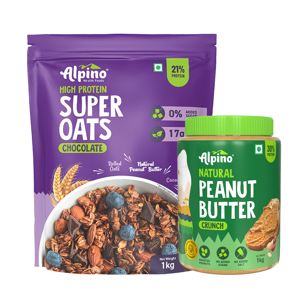 POST-WORKOUT COMBO - High Protein Super Rolled Oats Chocolate 1kg  Peanut Butter 1kg - Value Pack