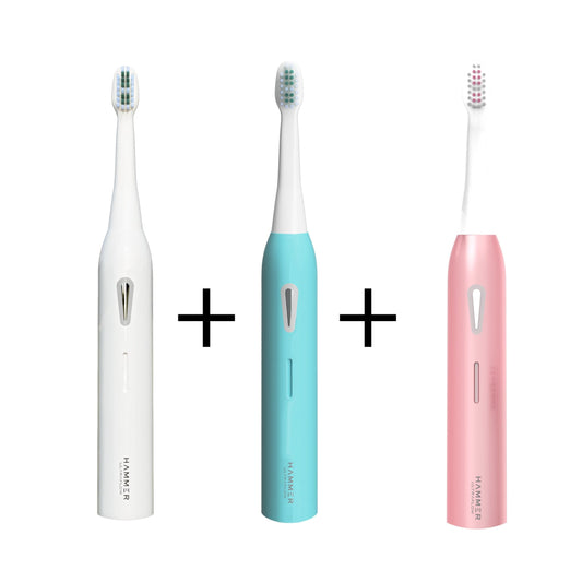 Hammer Ultra Flow Electric Toothbrush- Combo of 3 Colors Blue White  Pink