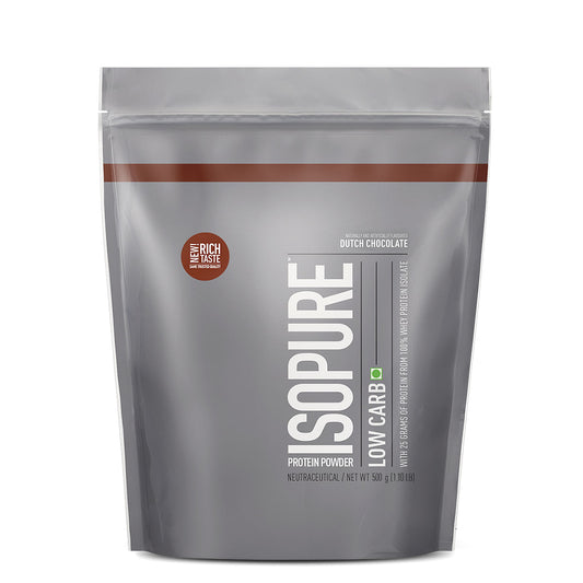 Isopure Low Carb Whey Protein Isolate Powder 500g  25g Protein  Dutch Chocolate Flavour  Low Carb