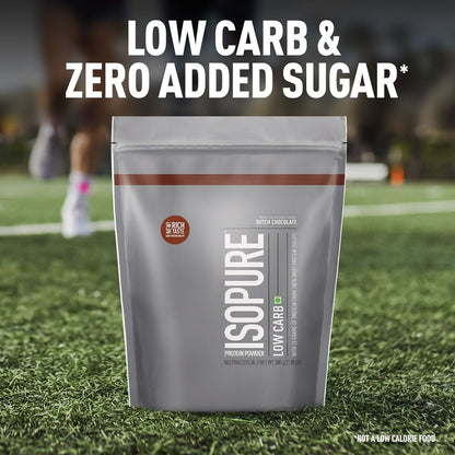 Isopure Low Carb Whey Protein Isolate Powder 500g  25g Protein  Dutch Chocolate Flavour  Low Carb