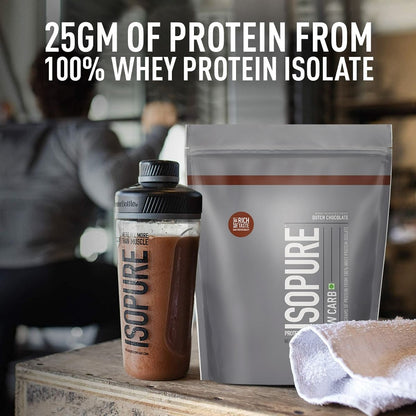 Isopure Low Carb Whey Protein Isolate Powder 500g  25g Protein  Dutch Chocolate Flavour  Low Carb