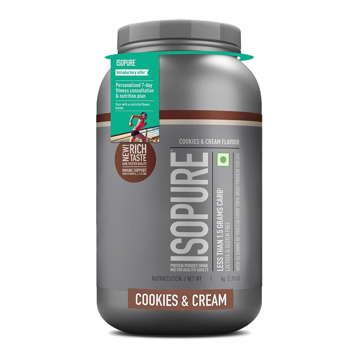 Isopure 100 Whey Isolate Protein Cookies  Cream With Vitamins for Immune support Lactose  Gluten-Free Vegetarian protein for Men  Women