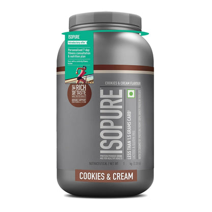 Isopure 100 Whey Isolate Protein Cookies  Cream With Vitamins for Immune support Lactose  Gluten-Free Vegetarian protein for Men  Women