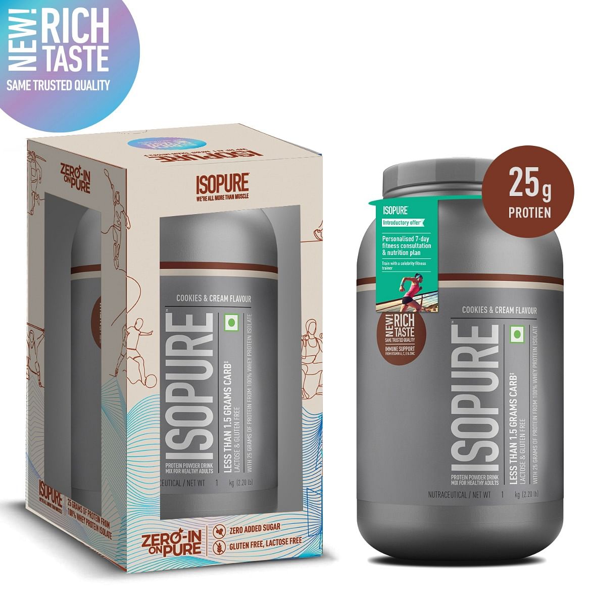 Isopure 100 Whey Isolate Protein Cookies  Cream With Vitamins for Immune support Lactose  Gluten-Free Vegetarian protein for Men  Women