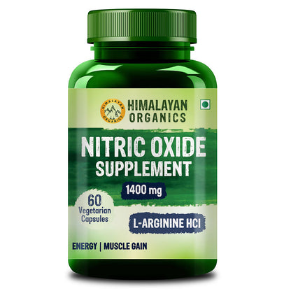 Himalayan Organics Nitric Oxide 1400mg 60 Veg Capsules  Nutrabay Pure Micronised Creatine Monohydrate 100g Unflavoured Pack of 2 Combo