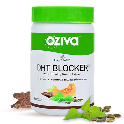 Oziva Plant Based Dht Blocker 60 Capsules Stinging Nettle Beta Sitosterol  Pine Bark Controls Hairfall  Stimulates Follicles Certified Clean  Vegan