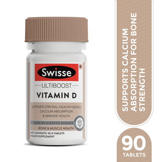 Swisse Ultiboost Vitamin D3, 90 Tablets: Supports bones, calcium absorption, immune health. Made in Australia.