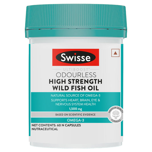 Swisse Ultiboost Fish Oil 1500mg - Omega-3 for Heart, Brain, Eye, Nervous System Health - 60 Tablets