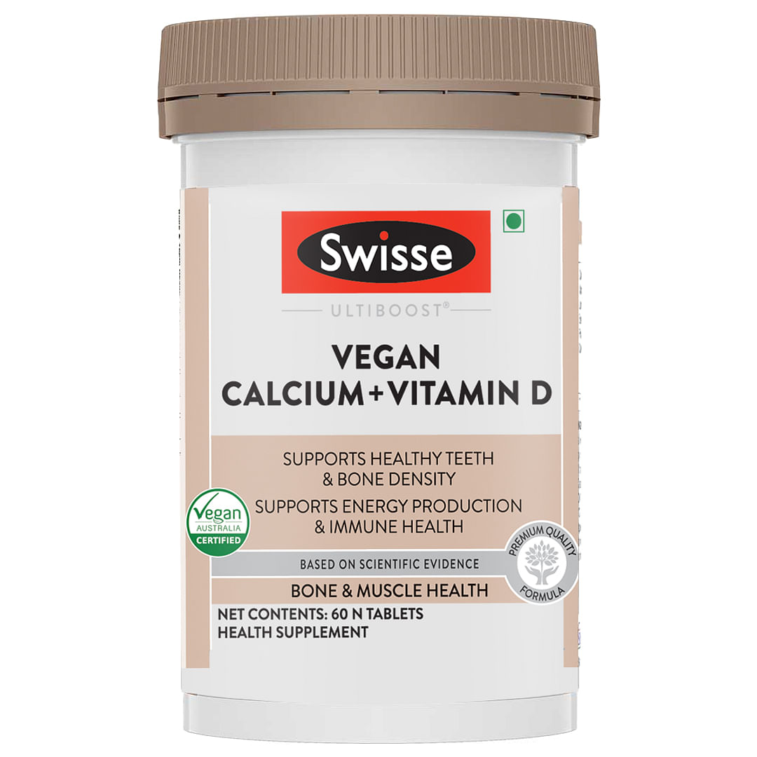 Swisse Ultiboost Vegan CalciumVitamin D Supplement Supports Healthy Teeth  Bone Density Supports Energy Production  Immune Health - 60 Tablets