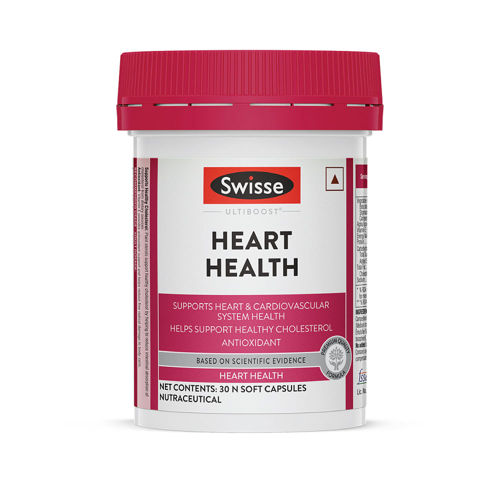 Swisse Ultiboost Heart Health: Supports cardiovascular health, healthy cholesterol, antioxidant, gluten & lactose-free - 30 tablets.