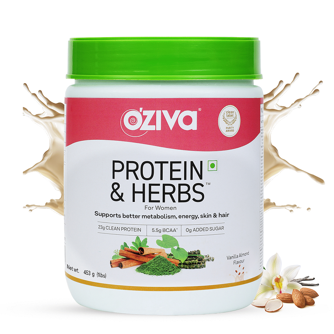 OZiva Protein  Herbs for Weight Management Women - Vanilla Almond453g 1 lbs