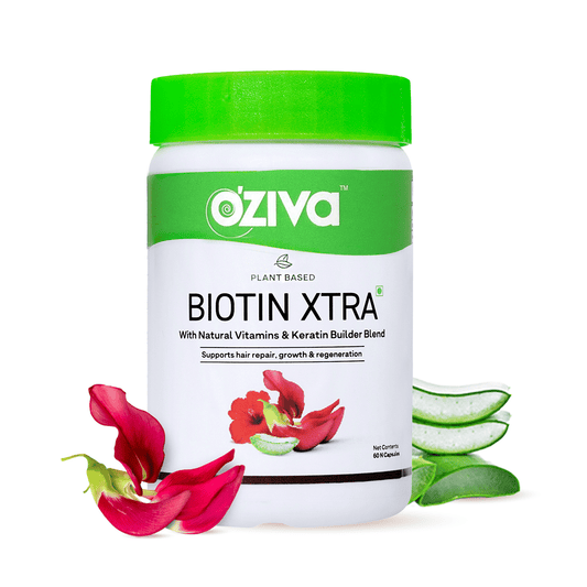 Oziva Plant Based Biotin Xtra  60 Capsules  Natural Vitamins  Keratin  Hair Repair  Growth
