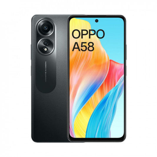 OPPO A58 Glowing Black: 6GB RAM, 128GB Storage, 5000mAh Battery, 33W SUPERVOOC, 6.72" FHD Display, Dual Stereo Speakers, No Cost EMI, Exchange Offers.