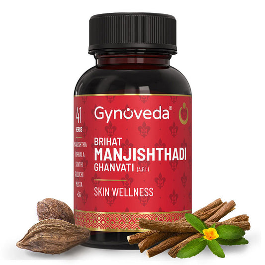 Gynoveda Manjistha Tablets for Glowing Skin Ayurvedic Blood Purifier With Neem Chandan Bhringraj