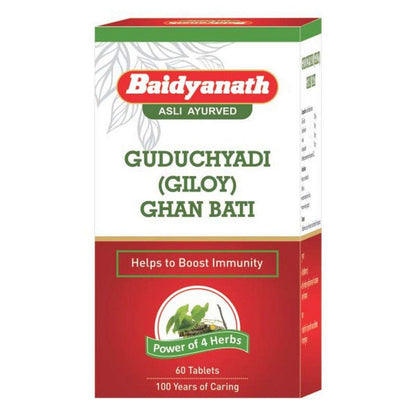 Baidyanath Guduchyadi Ghan Bati-For Vitality  Immunity BoosterPower of 4 Herbs -60 Tablets Pack of 1