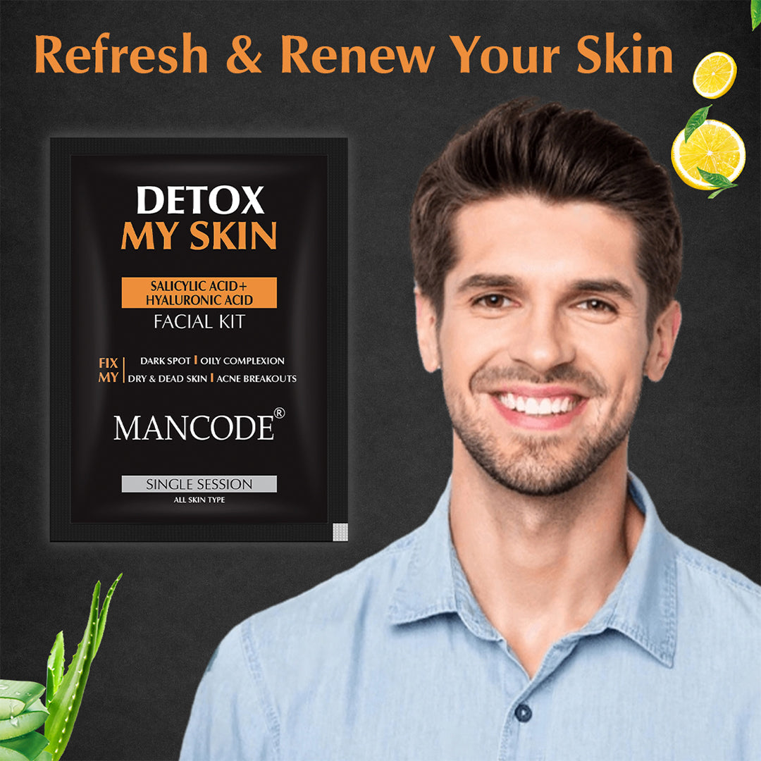 Facial Kit for Detox Skin for Fix Dark Sports Oily Complexion Dry  Dead Skin Facial kit for men 58gm
