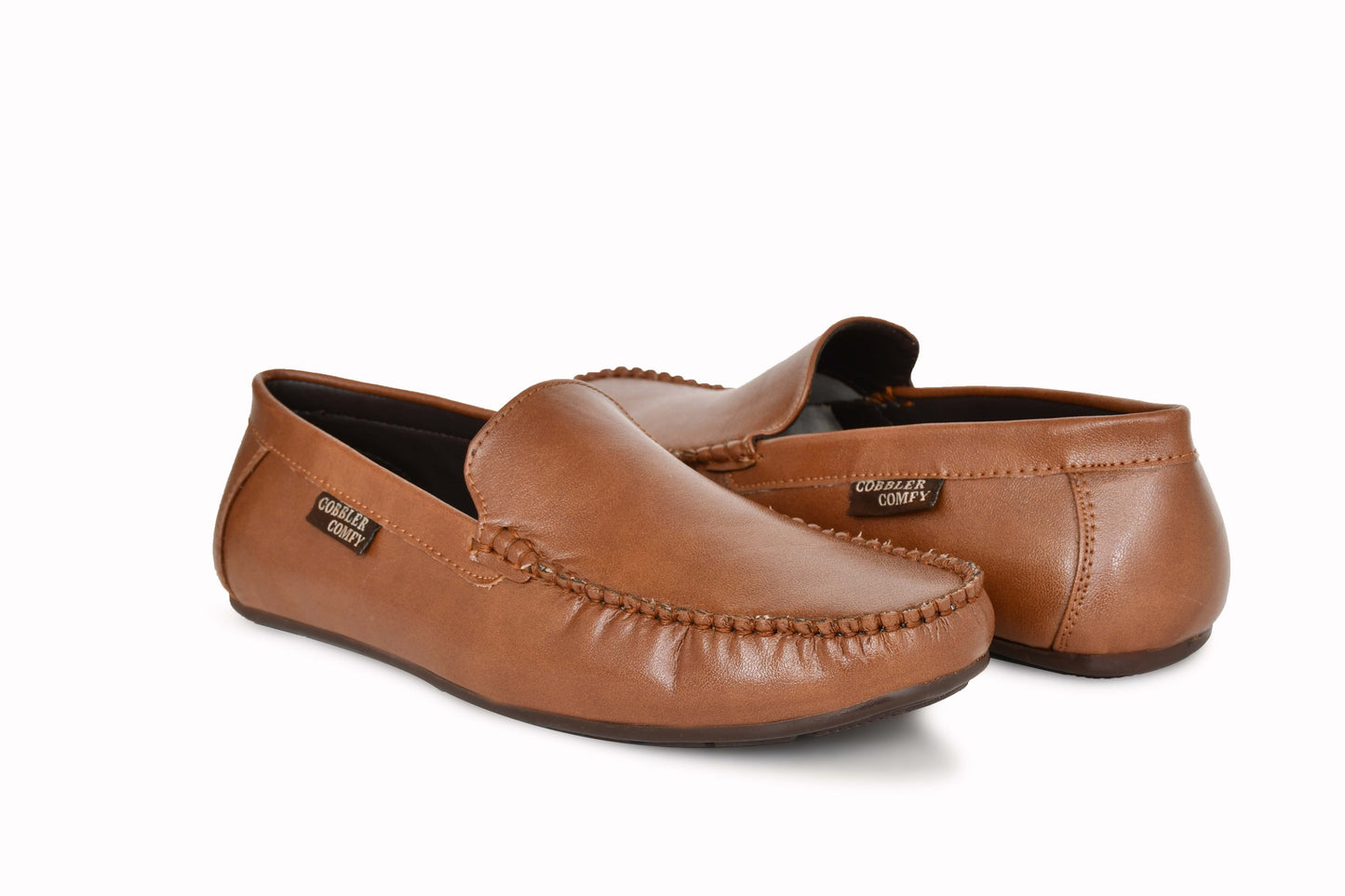 Neat Look Moccasins for Men with Double Stitch Pattern  Tan