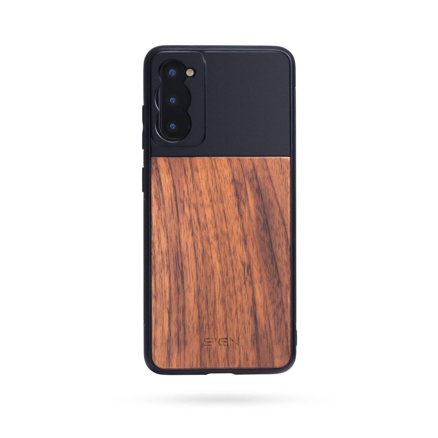 SKYVIK SIGNI One Plastic  Walnut Wood Mobile Lens case Black and Brown Samsung S20