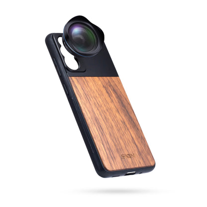 SKYVIK SIGNI One Plastic  Walnut Wood Mobile Lens case Black and Brown Samsung S20