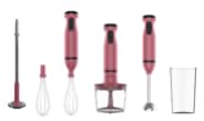The Better Home FUMATO Electric Hand Blender Chopper Frother Whisker Processor 600W  2 Variable Speed Modes Jar Stainless Steel Stem  Blades Splatter Proof  1 Yr Warranty Cherry Pink