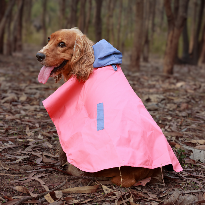 Pet Set Go Dual Colour Cape Style Raincoat for Dogs Pink