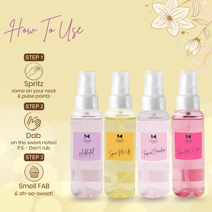 1 Luxury Body Mist Fragrances- Pack of 4.