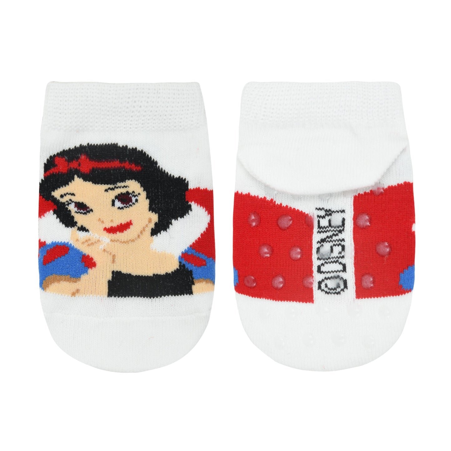 Balenzia x Disney Princess Anti-Skid Lowcut socks for Kids- Snow White Jasmine Pack of 2 Pairs1U White Purple