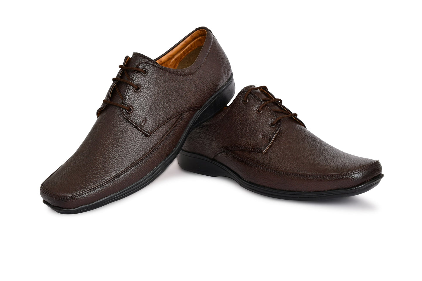 Matte Look Square-toe Derby Formal Shoes for Men  Coffee