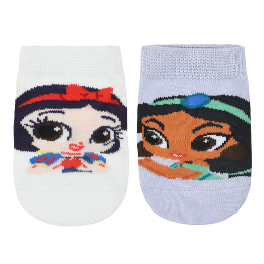 Balenzia x Disney Princess Anti-Skid Lowcut socks for Kids- Snow White Jasmine Pack of 2Pairs1U Lavender White