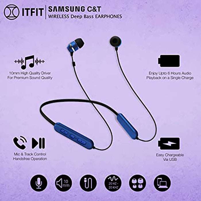 Samsung CT ITFIT A08B GP-OAU019SABLI Flexible Neck Band and Handsfree Bluetooth Headset