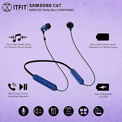 Samsung CT ITFIT A08B GP-OAU019SABLI Flexible Neck Band and Handsfree Bluetooth Headset