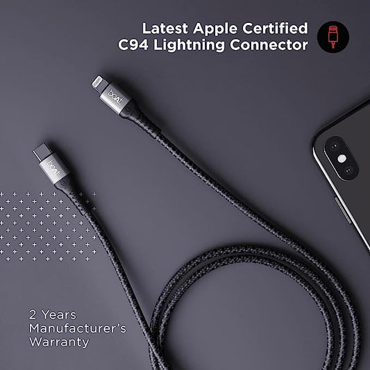 boAt Type C to Apple Certified Lightning Cable LTG 650  1.5 Meter