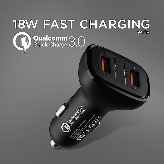 Boat Dual Qc-Pd Port Type C  42w QCPD car Charger 24W PD  18w QC with 1M Type C cable Free Black 3-23