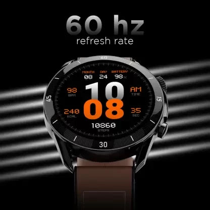 Fire-Boltt Legacy 1.43 AMOLED Bluetooth Calling with First Ever Wireless Charging Smartwatch  Brown Strap 1.43