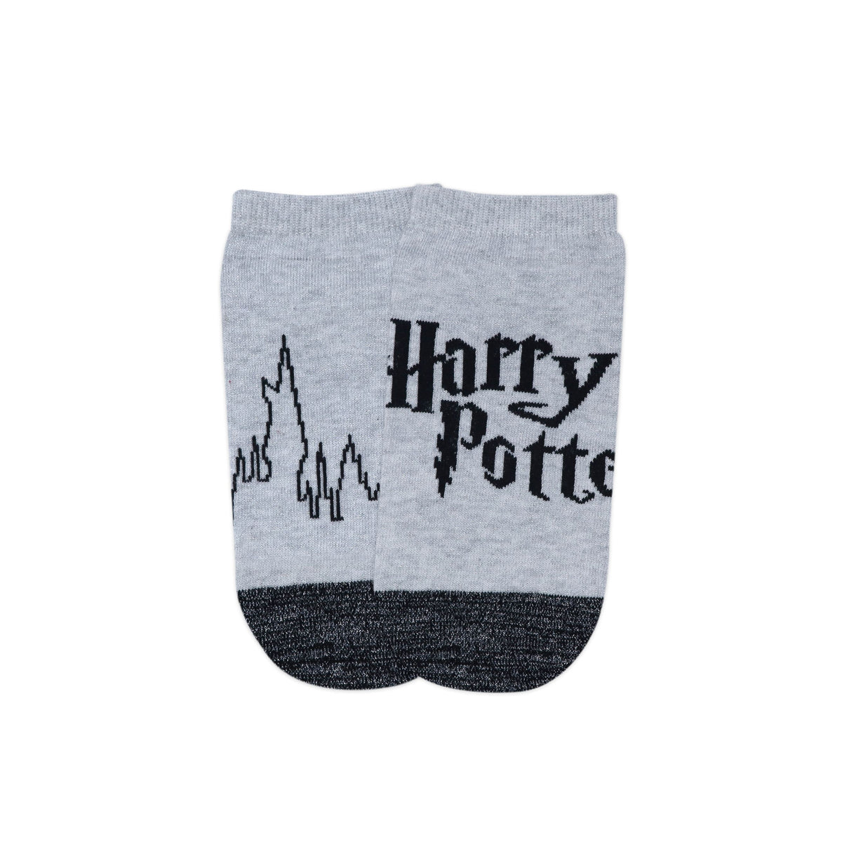 Balenzia x Harry Potter Harry Potter Logo  Hogwarts Castle Silver Lurex Socks for Women Pack of 2 Pairs1U- Silver