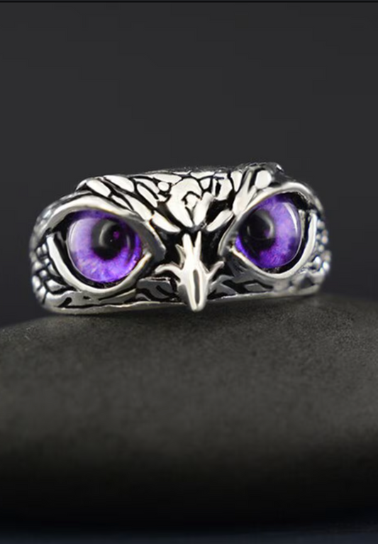 Purple Eagle Eyes Stainless-Steel Ring