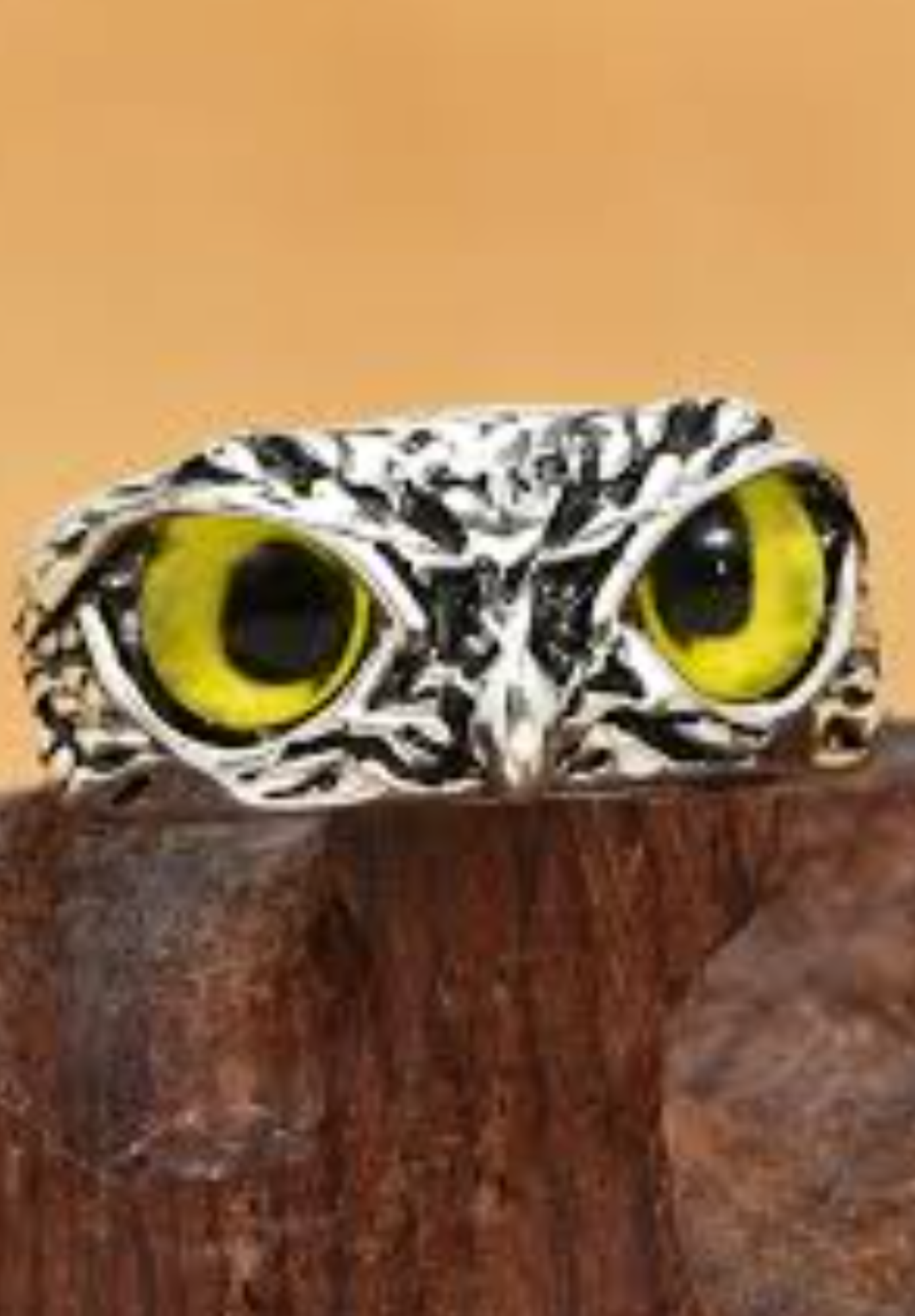 Yellow Eagle Eyes Stainless-Steel Ring