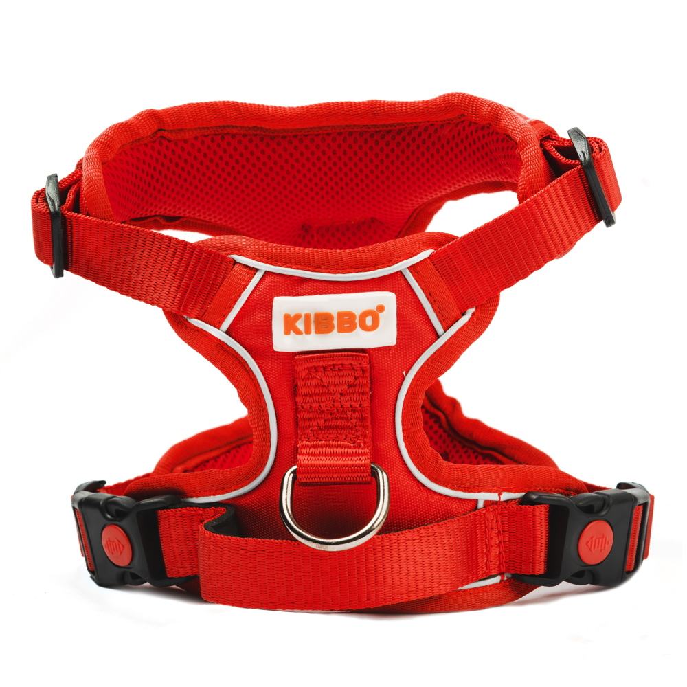 Kibbo Reflective Vest Harness with Dual Lock Buckle for Dogs Red