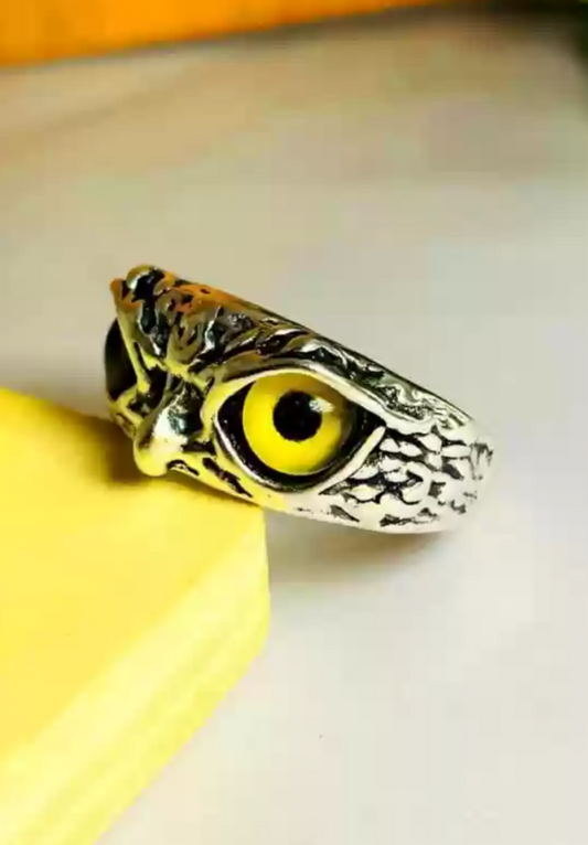 Yellow Eagle Eyes Stainless-Steel Ring