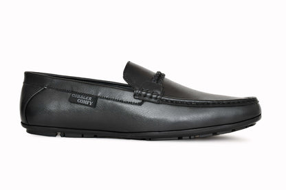 Neat Look Moccasins for Men with Braided Buckle  Black