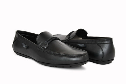 Neat Look Moccasins for Men with Braided Buckle  Black