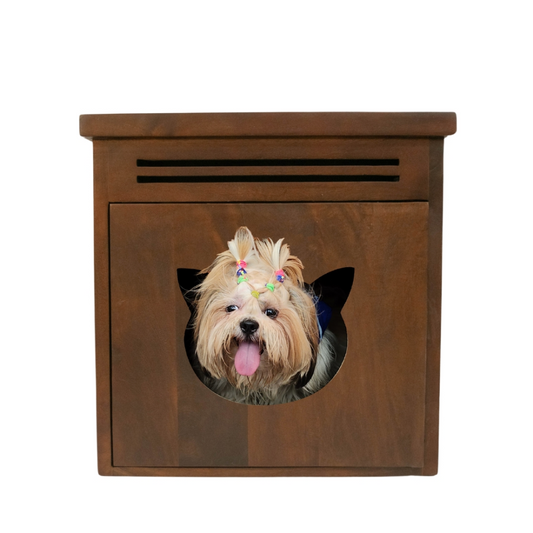 FurryLiving Meraki Cabinet with Cushion for Small Dogs and Cats Dark Brown