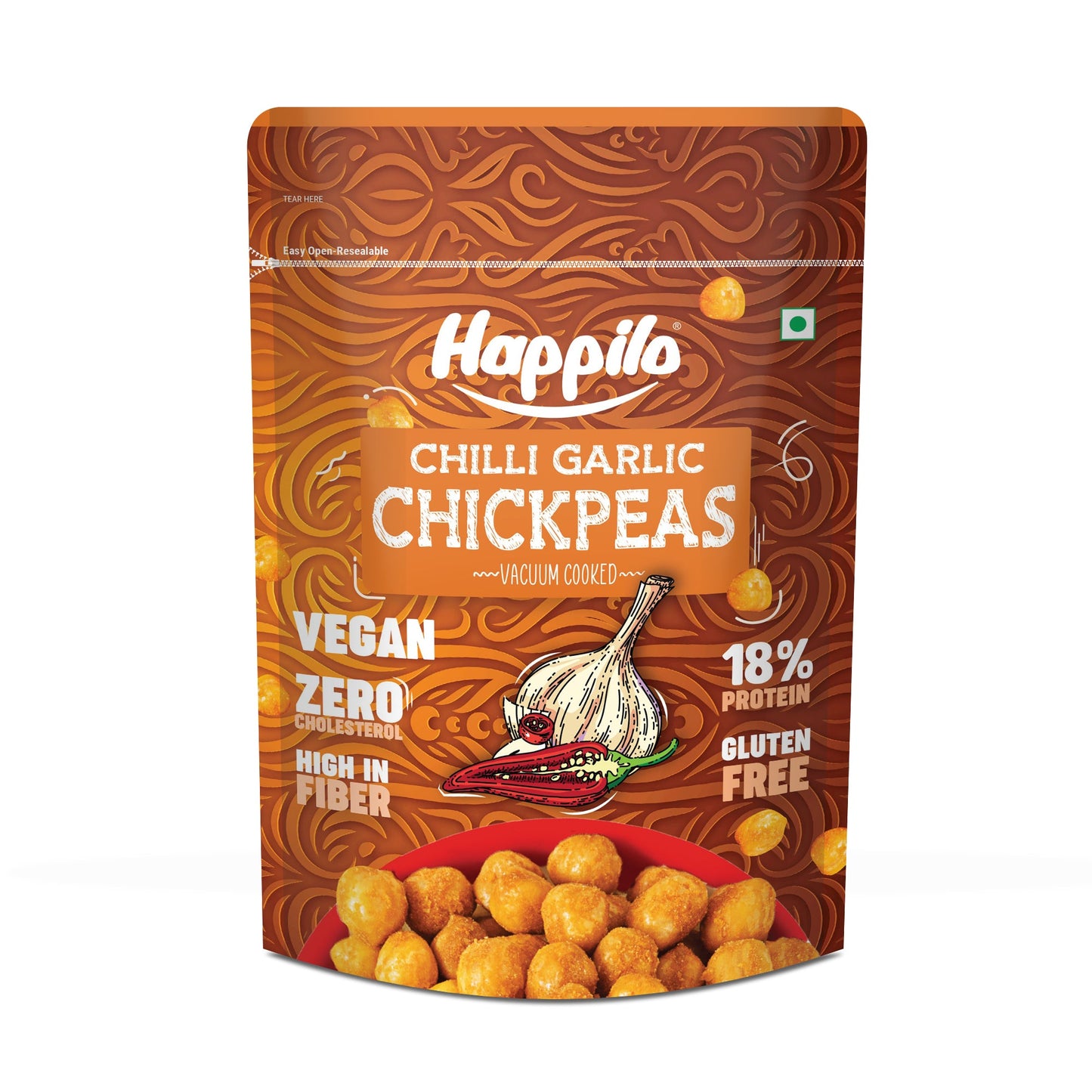 Happilo Premium Super Snack Chili Garlic Chickpeas 110g Crunchy and Delicious Super Healthy